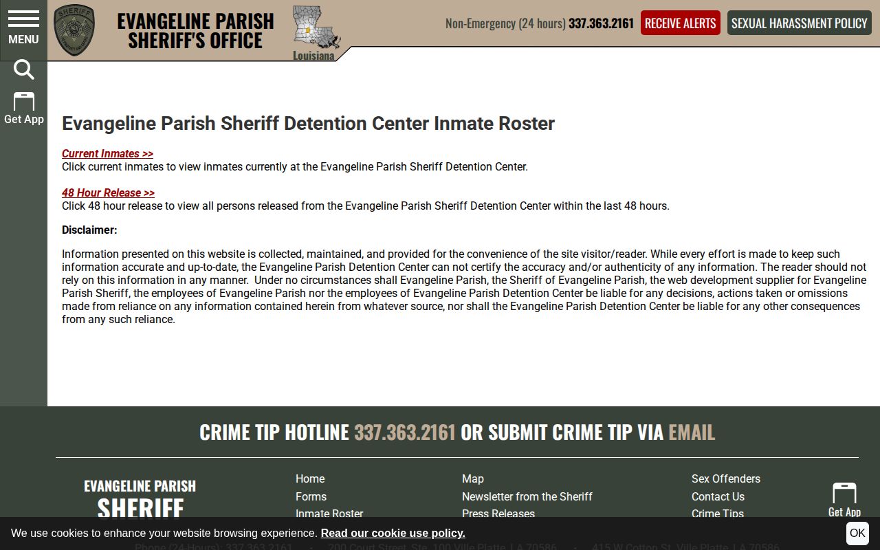 EPSO roster disclaimer defining current inmates and 48 Hour Release